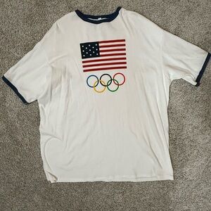SKIMS White Tee with Flag and Olympic Rings